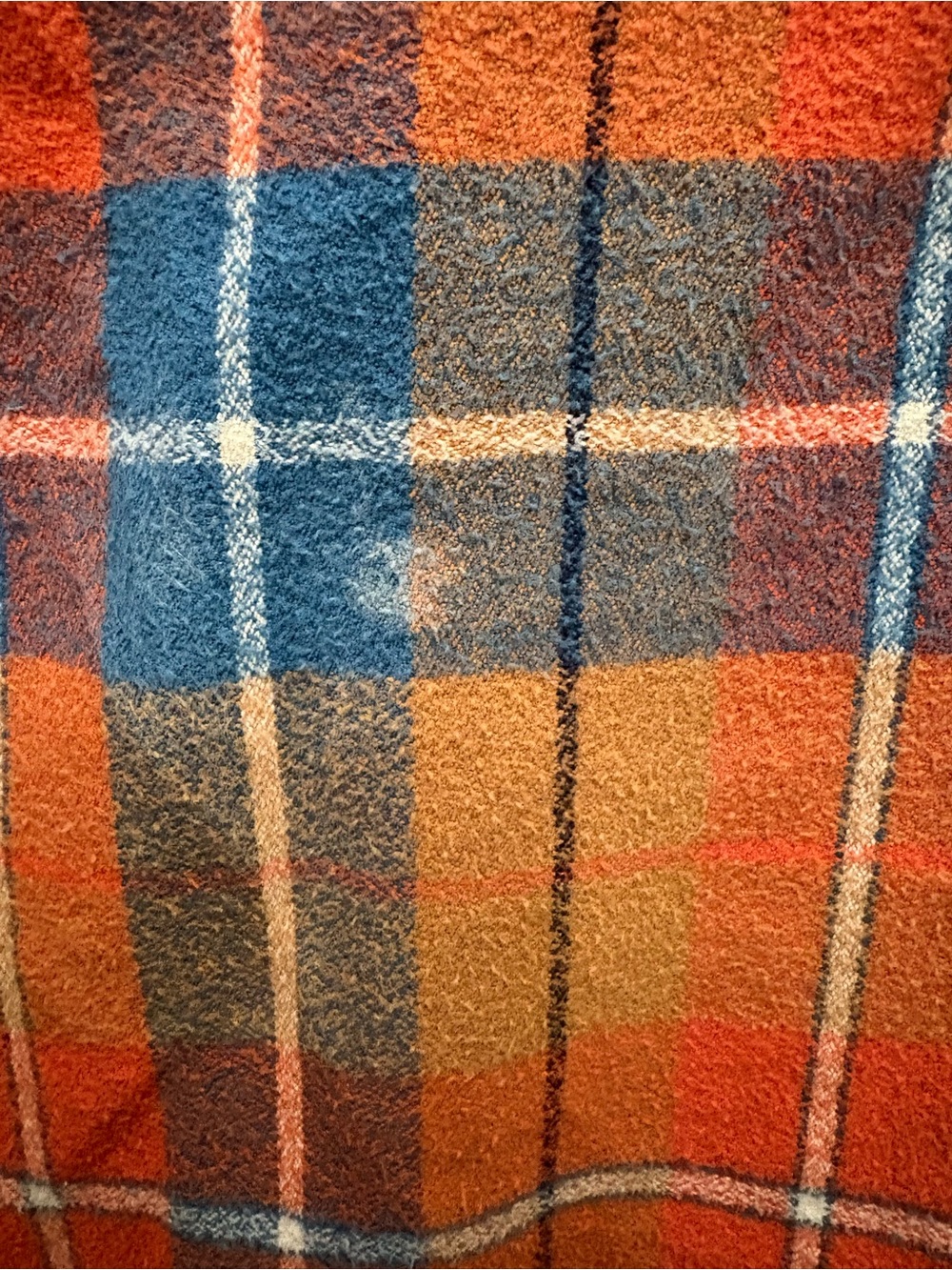 Classic Plaid Button-Down Shirt in Orange, Blue & Brown - Picture 5 of 6